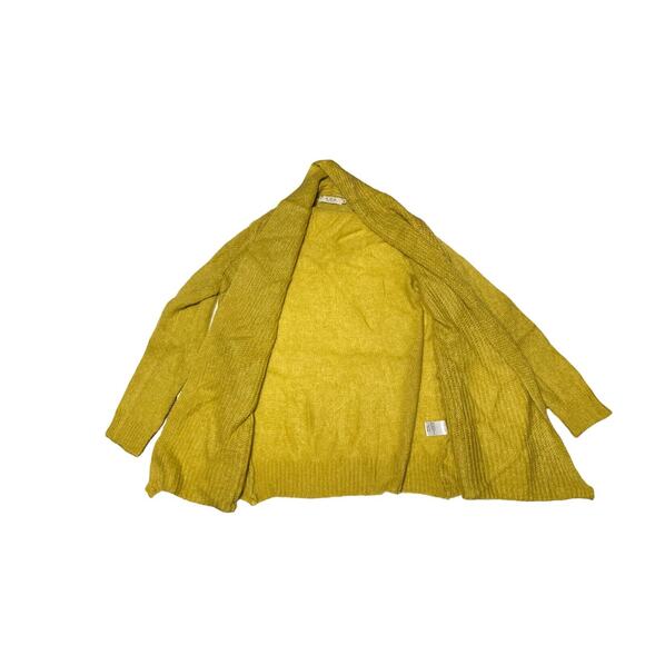 A Ida Mustard Yellow Open Wool Mohair Cardigan Size M - Picture 2 of 6